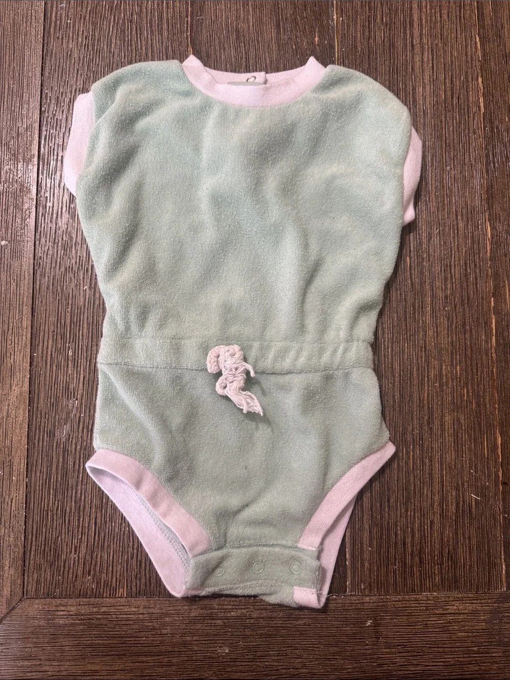 Lila & Jack Mint Terry Cloth Bubble Bodysuit 6-9M | Retro Baby One-Piece